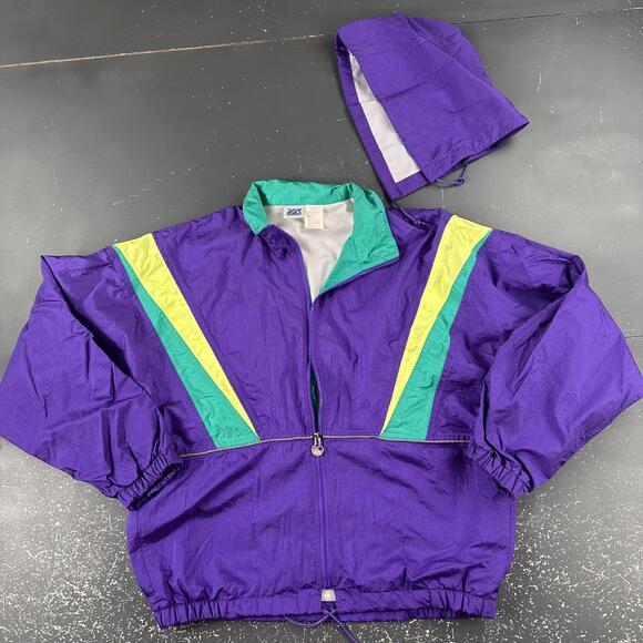Asics Other - VTG Asics Tennis Jacket Womens Large Purple Teal Preppy Track Wind Anorak 80's